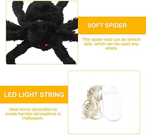 Doitool LED Halloween Black Spider Web Luz de Halloween Lights Luzes de aranha -aranha preta para casa de aranha