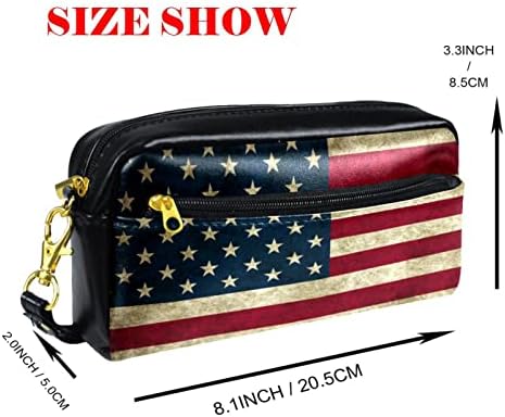 Caixa de lápis Guerotkr, bolsa de lápis, capa de caneta, bolsa de caneta, bolsa de lápis pequena, padrão de bandeira americana retrô