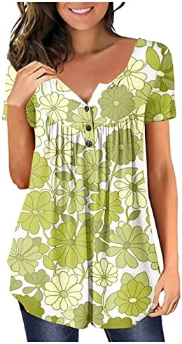 Camisa do dia de St Patricks para mulheres 2023 fofos de manga curta impressos henley tops casual v pesco