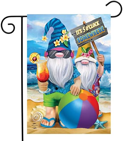 Summer Gnomes Humor Garden Bandeira da bandeira Cena de praia 18 x 12,5 Briarwood Lane