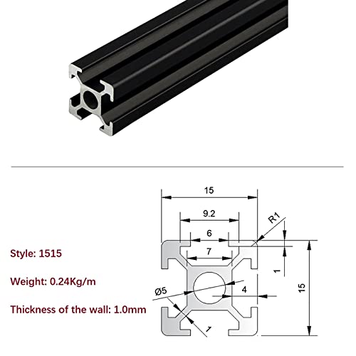 Mssoomm 4 pacote 1515 Comprimento do perfil de extrusão de alumínio 68,9 polegadas / 1750 mm preto, 15 x 15mm 15 séries T tipo