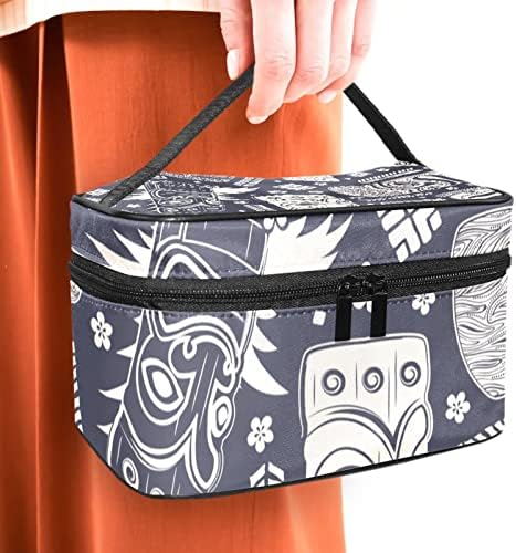Bolsa de maquiagem de viagem Yoyoamoy com compartimento, aloha tiki padrão grande caixa cosmética Caixa de beleza personalizada Organizador de armazenamento de beleza com alça