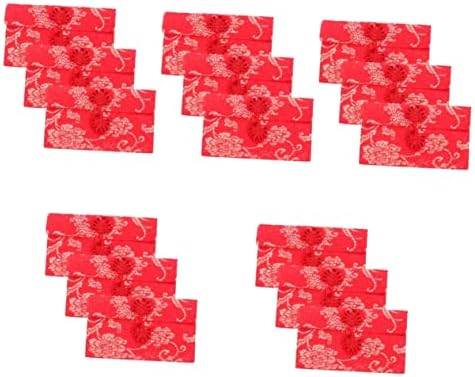 Hanabass 15 PCS Padrão Bao com New Festive Et Hongbao Spring Birthday Bordado Bordado Partido Ano Red Sacos de Casamento Vermelho