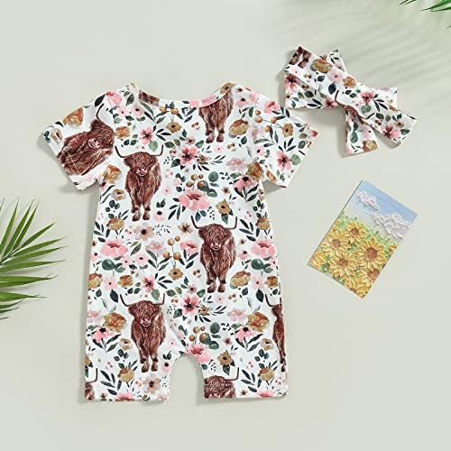 Lzcyilanxiulsl roupas de bebê ocidental roupas de vaca de vaca com zíper de manga curta Macacão de macacão