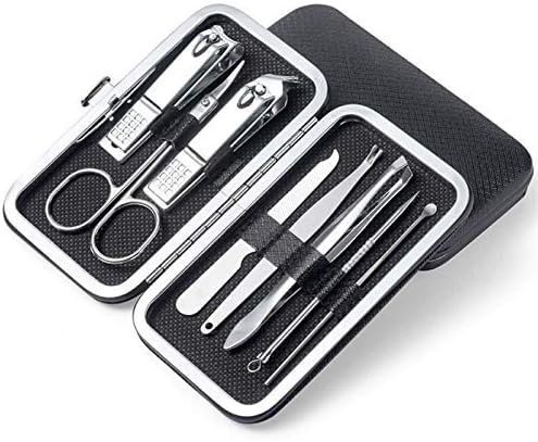 Houcy 8pcs multifuncionais Clippers de unhas Conjunto de aço inoxidável Pedicure Scissor Tweezer Manicure Set Kit Uil Art Tools