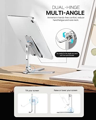 MOKO Tablet Stand Para mesa, suporte universal ajustável de suporte de comprimido de alumínio