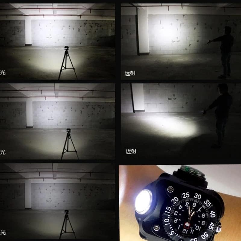 Zhyh 3 em 1 relógio brilhante lanterna leve com bússola esportes ao ar livre Moda à prova d'água LED recarregável