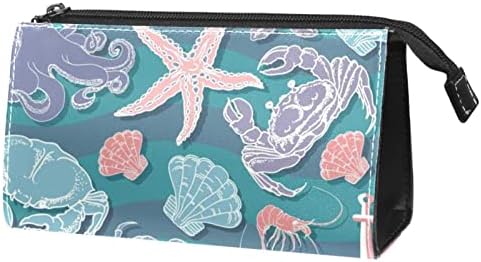 Bolsa de maquiagem, bolsa de cosméticos, organizador de bolsa de maquiagem à prova d'água, vieira da Anchor Sea Life Starfish