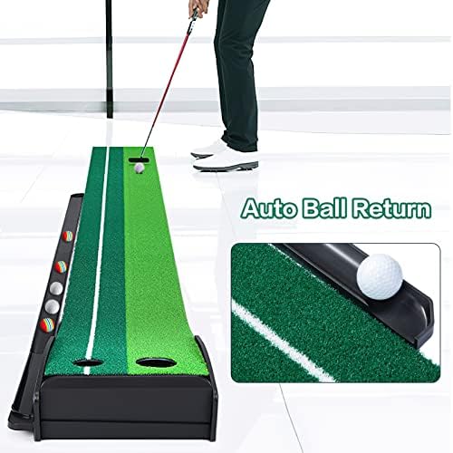 Dollox Putting Green Golf Putting Mat para Indoor, colocando Matt com retorno da bola automática, Mini Golf Set Golf Acessórios