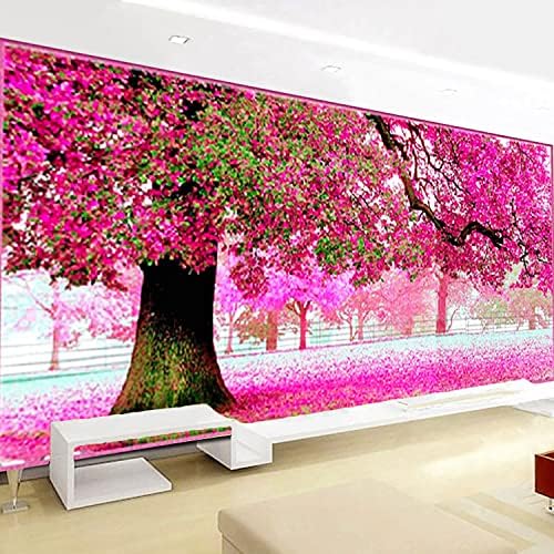 Kits de pintura de diamante 5D ZGMAXCL DIY para adultos e crianças exercícios completos redondo rosa árvore rosa Crystal Home Office Decor Arts Crafts 59,1 x 23,6 polegadas