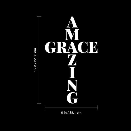 Decalque de arte da parede de vinil - Amazing Grace - 15 X 9 - Modern Motivacional Automodação Classic Song Song Stick para o quarto