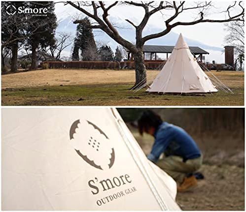 S'more Tippo 4-6 Pessoa de algodão tenda de algodão, interior espaçoso e design à prova d'água respirável, tendas de lona de luxo