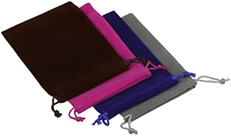 Patikil 18x12cm Sacos de presente de cordão, bolsa de armazenamento de pano de flanela macia 4pcs para jóias casamentos, 4 cores