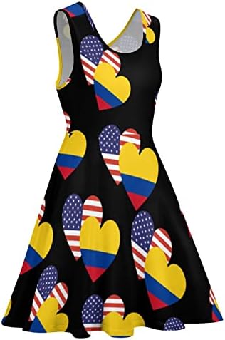 Colômbia American Heart Flag Women's Feminino Ministro de vestido redondo de pescoço