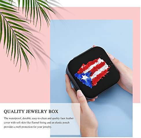 Bandeira da caixa de jóias de porto rico porto Rico Organizador de couro portátil Caixas de armazenamento de caixa portátil Presente para mulheres