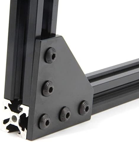 Zeberoxyz 10pcs/kit Black L-Shape Corner Placa com parafusos de 50pcs + 50pcs T-nozes T, placa da placa de 5 orifícios de 5 buracos para 2020 Profile de alumínio da série Estrutura de impressora 3D