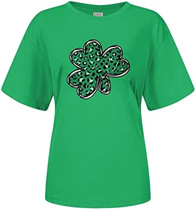 T-shirt de trevo do dia de Womens St Patrick abençoado e sortudo camisetas gráficas para mulheres de manga curta camisas