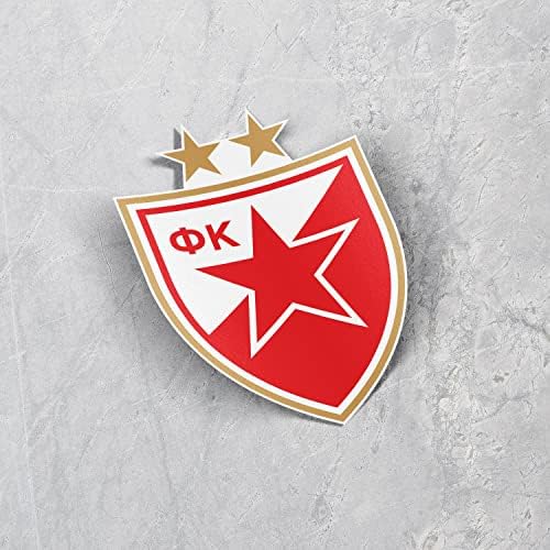 Estrela vermelha Belgrado Sérvia futebol de futebol adesivo Decalque de vinil - lado mais longo 3 ''