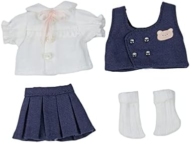 Xidondon Fashion School Uniform Suit de terno Camisa+colete+calça/saia+meias para OB11, Molly, GSC, Roupas de Acessórios para Bonecas de 1/12 BJD
