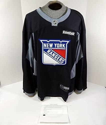 O jogo do New York Rangers usou Black Practice Jersey Reebok NHL 58 DP29911 - Jogo usado NHL Jerseys