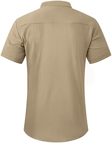 Linho de algodão casual masculino de kuyigo camisetas henley de manga longa e curta
