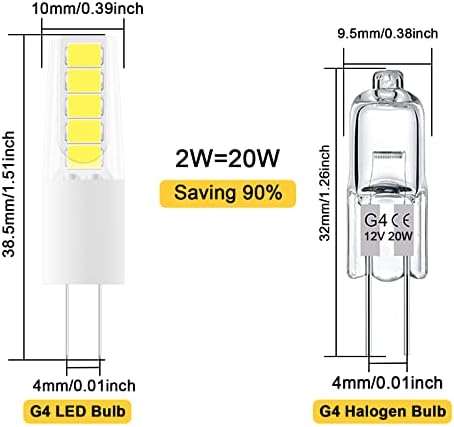 G4 LED BULB 2W Equivalente a 20W T3 Halogen Bulb, G4 Base Base Luz do Dia Branco 6000k Mini Lâmpadas de luz, AC/DC 12V