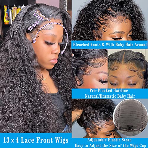 Perucas de cabelos humanos de 32 polegadas de onda de onda profunda para mulheres negras hd transparente 13 × 4