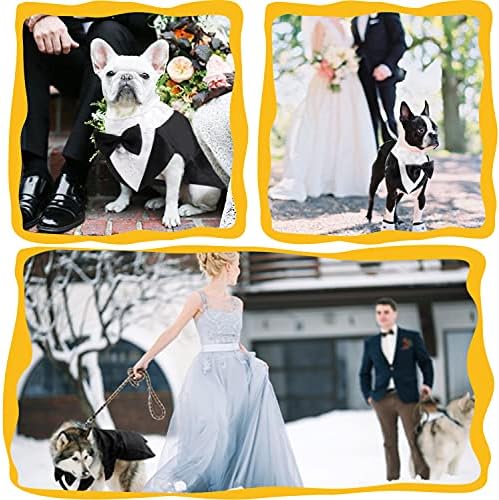 CoppThinktu Dog Tuxedo Cães Tuxedo Festas de festas de casamento, trajes de smoking de Halloween para cães pequenos médios grandes, terno formal de cães com tampe de gravata borbole