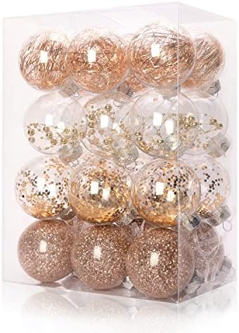 Enfeites de bola de natal gvanca quebram bolas decorativas plásticas transparentes, bainhas com decorações delicadas recheadas 70mm/2.75