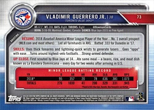 2019 Bowman Chrome Baseball #73 Vladimir Guerrero Jr.