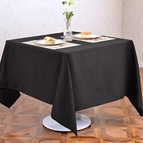 Furnlik EventsDeco Toleta de mesa quadrada Tala de poliéster preto 200 GSM 52x52 Toalhas de mesa de tecido para refeições e festas de cozinha de buffet de banquetes