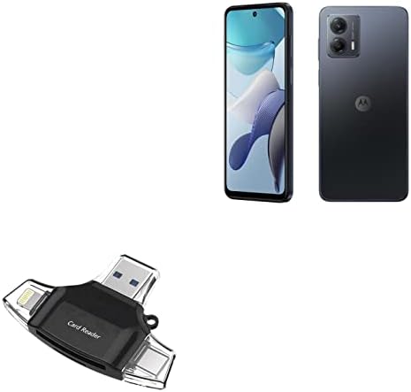 Boxwave Gadget Smart Compatível com Motorola Moto G53 - AllReader SD Card Reader, MicroSD Card Reader SD Compact USB para Motorola Moto G53 - Jet Black