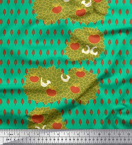 Folhas de tecido de jersey de algodão Soimoi, gravuras de tecido de pássaro e frutas por quintal de 58 polegadas de largura
