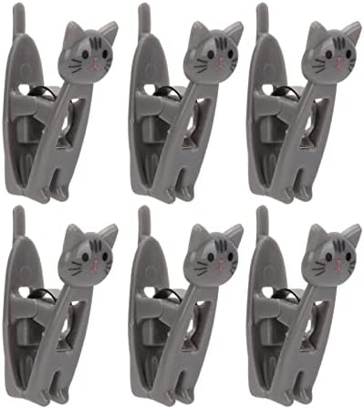 6pcs clipes de bolsa em forma de gato, pequenos clipes de chip de gato, braçadeira de papel, braçadeira de vedação de saco de armazenamento de lascas de lascas de roupa, mini clipes multiuso selador de alimentos