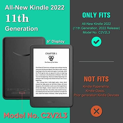 Caso Shzrgarts para o novo Kindle, com despertar/sono automático, leve, apenas para a Kindle 2022 11th Gen E-Reader, paz clássica