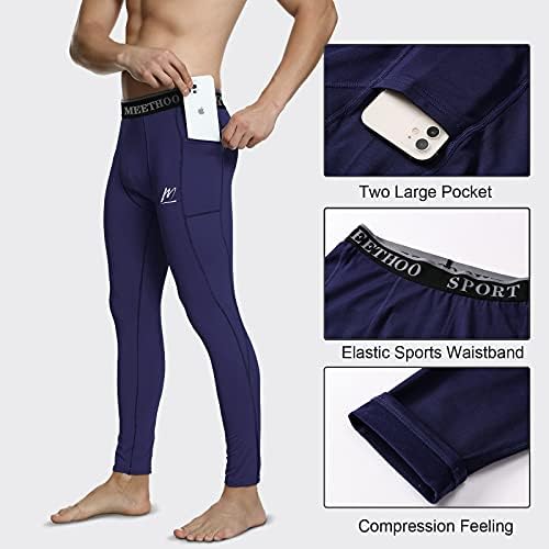 Meetwee calça térmica para homens, camada de esqui de inverno Long Johns compressão de calças de compressão frias perneiras para retenção de calor
