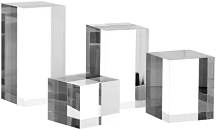 Kcgani Clear polido cubo acrílico cilindro redondo acessórios de fotos, blocos de exibição de acrílico sólido transparente