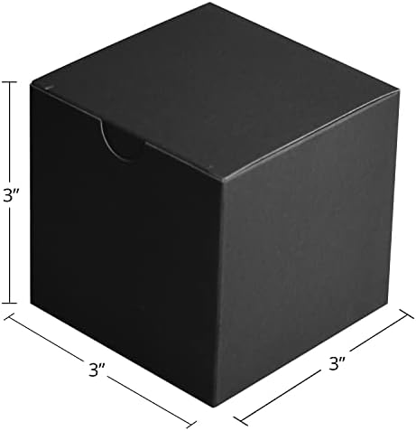 Fairlegend Pequenas caixas de presente pretas 3x3x3 caixas de papel pretas para presentes, favores de festas, chuveiros,