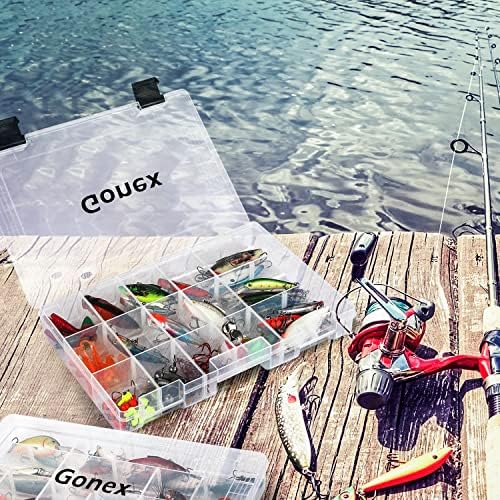 Caixas de equipamento de pesca, armazenamento transparente de peixes com divisores ajustáveis, organizador de caixas de plástico 3600/3700 ​​bandejas, 3 pacotes / 4 pacotes