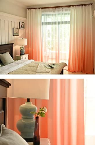 Cortinas decorativas daesar para sala de estar 2 painéis, cortinas de ilhas de poliéster gradiente laranja colorir cortinas