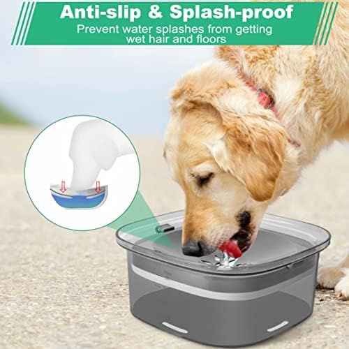 Declojo 2L Tigela de água para cães, tigela de cachorro à prova de derramamento de grande capacidade, tigela de água
