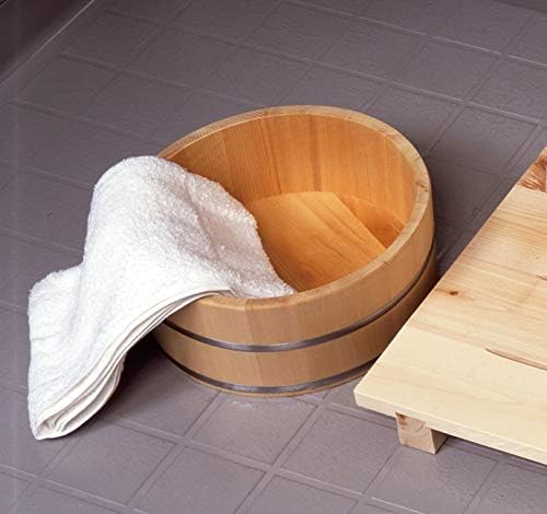 Balde de balde de banho de madeira japonês hinoki