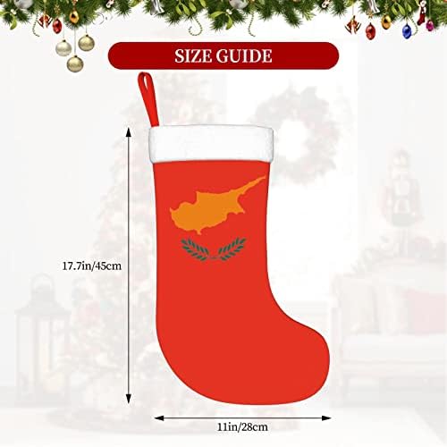 Cutedwarf Chipre Bandeira Cristói meias de Natal Ornamentos de feriados lareira Socha pendurada de 18 polegadas meias