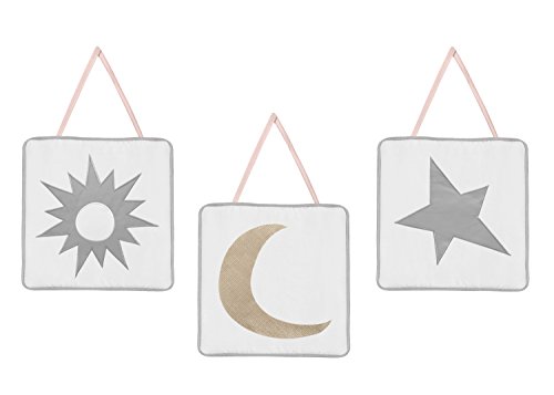 11 PC. Blush rosa, dourado, cinza e branco estrela e lua Celestial Baby Girl Berkding Set por Sweet Jojo Designs