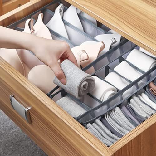 Organizador de roupas de guarda-roupa de 4pcs, 7 jeans de grade caixa de armazenamento de compartimento de caixa de armário