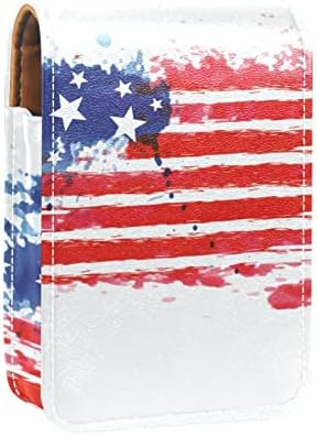 Caixa de batom de maquiagem da bandeira americana de manutenção para bolsa de cosméticos de viagem portátil externa