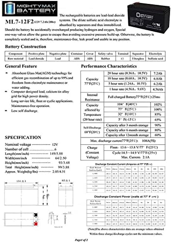 12V 7AH F2 Bateria de substituição para Tripp Lite SM1500NAFTA - 2 pacote