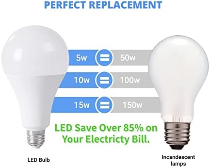 Lâmpada LED de 3 vias 50 100 150W equivalente, A19 5/10/15 W LUZ E26 Base média, 4000k, substituição incandescente, 4 pacote