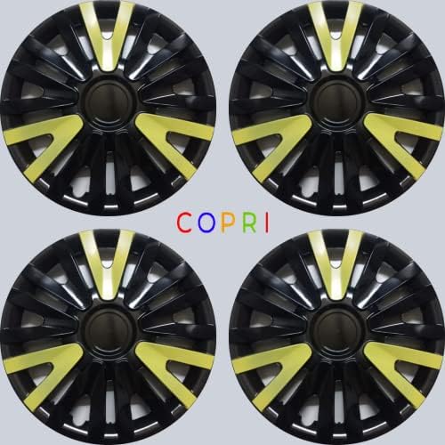 Conjunto de Copri de tampa de 4 rodas 14 polegadas amarelo preto