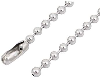 X-dree 2pcs aço inoxidável aperto com corrente de bola chaveiro de prata 3 mm-3,2 mm dia 90cm de comprimento (2 piezas de acero broche